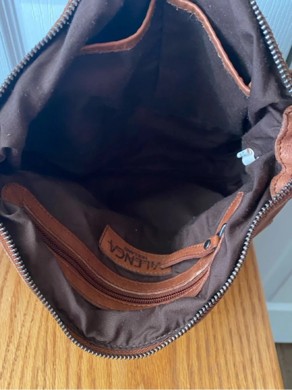 VILENCA HOLLAND Brown Distressed Woven Leather Boho Hobo Crossbody Bag